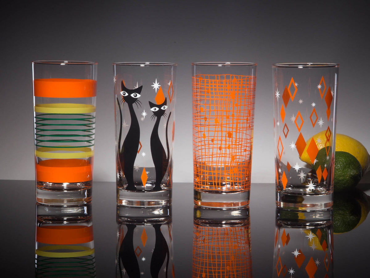 4-Color Atomic Cat Collins Glass Set –