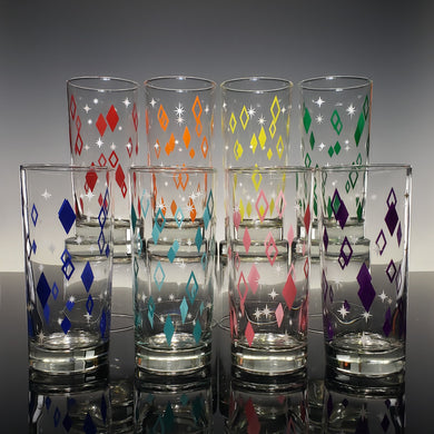 8-Color Diner Diamonds Collins Drinkware Set