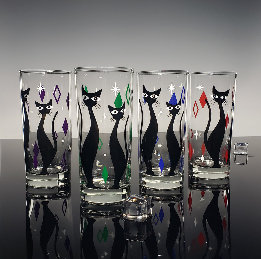 Jewel Tone Atomic Cat Collins Drinkware Set