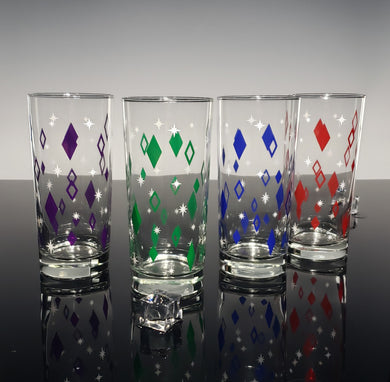 Jewel Tone Diner Diamonds Collins Drinkware Set