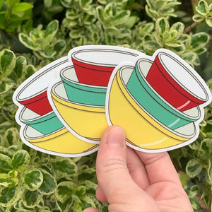 Primary Color Pyrex Stickers and Magnets