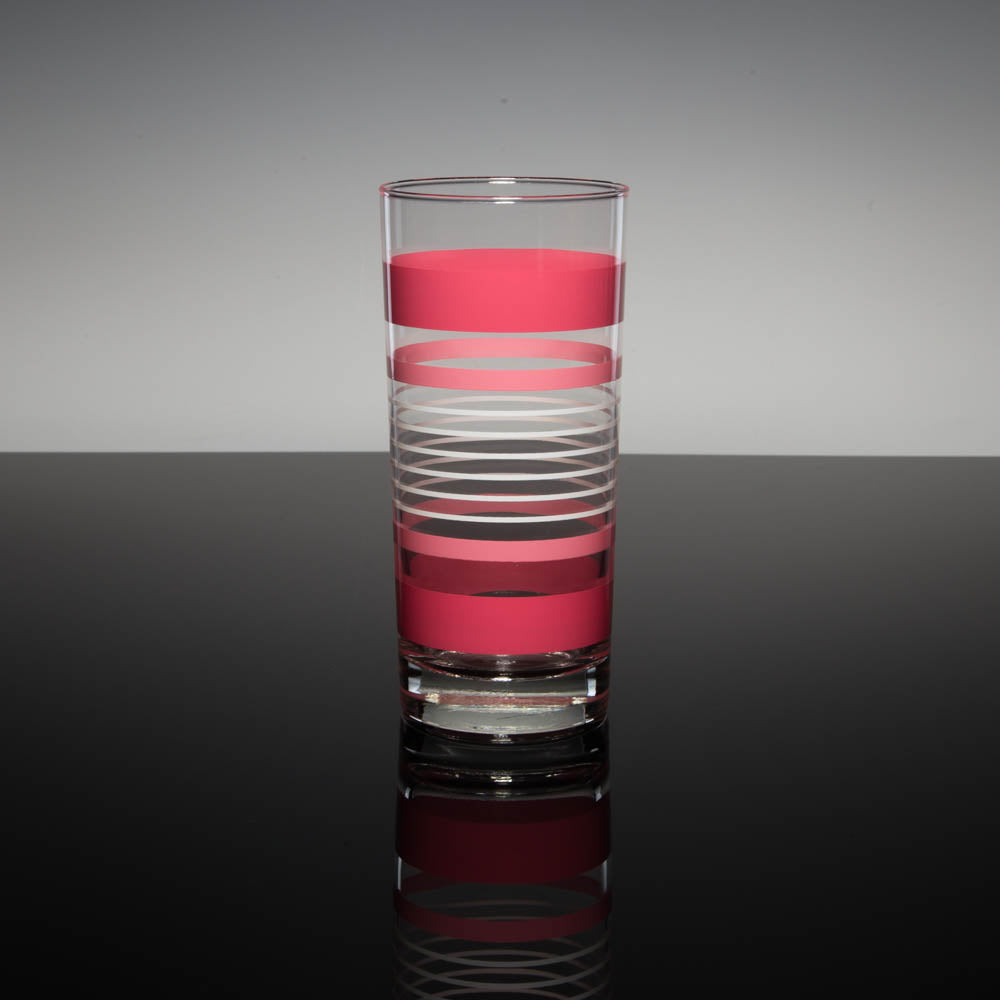Shelby Pink Stripe Collins Drinking Glasses