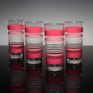 Shelby Pink Stripe Collins Drinking Glasses