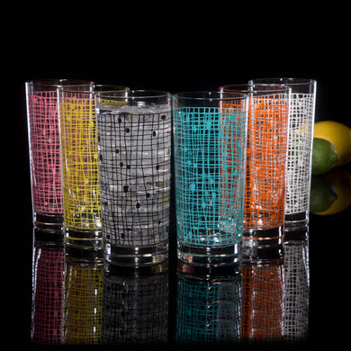 6-Color Basket Weave Collins Glasses Set