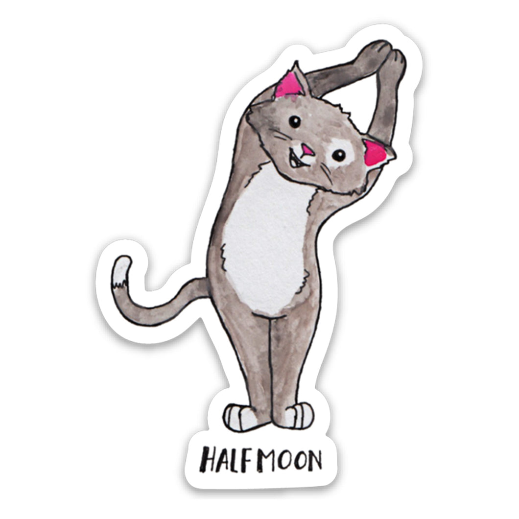 Yoga Cats Half Moon Pose Sticker - egads-shop