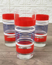 Load image into Gallery viewer, Red, White and Blue Striped Collins Drinking Glasses