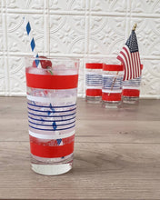 Load image into Gallery viewer, Red, White and Blue Striped Collins Drinking Glasses