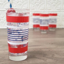 Load image into Gallery viewer, Red, White and Blue Striped Collins Drinking Glasses