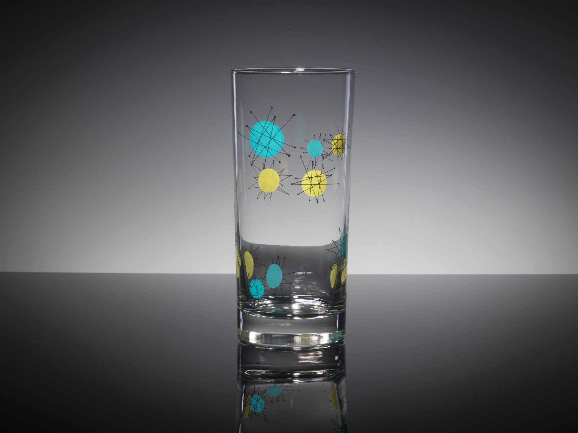 Aqua MCM Mixed Print Collins Glasses Dishwasher Safe Cocktail