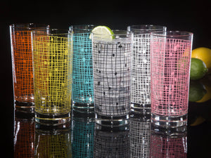 6-Color Basket Weave Collins Glasses Set