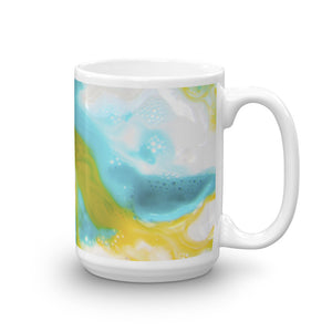Turquoise and Yellow Ice Painting Mug - egads-shop